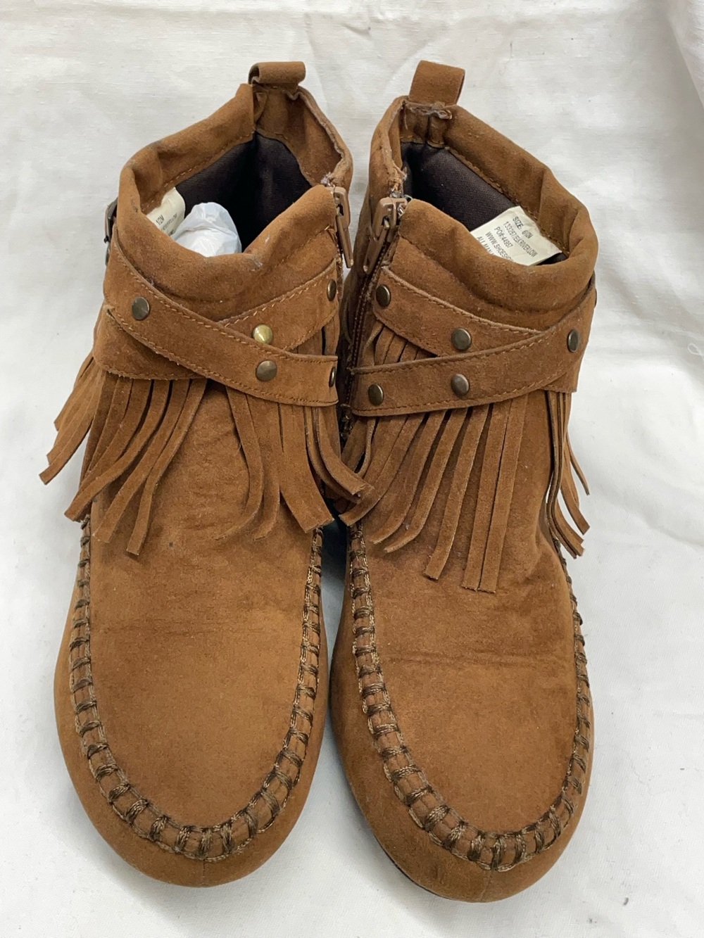 Hot tomato Fringe Suede Ankle Boots in Cognac sz 6.5m